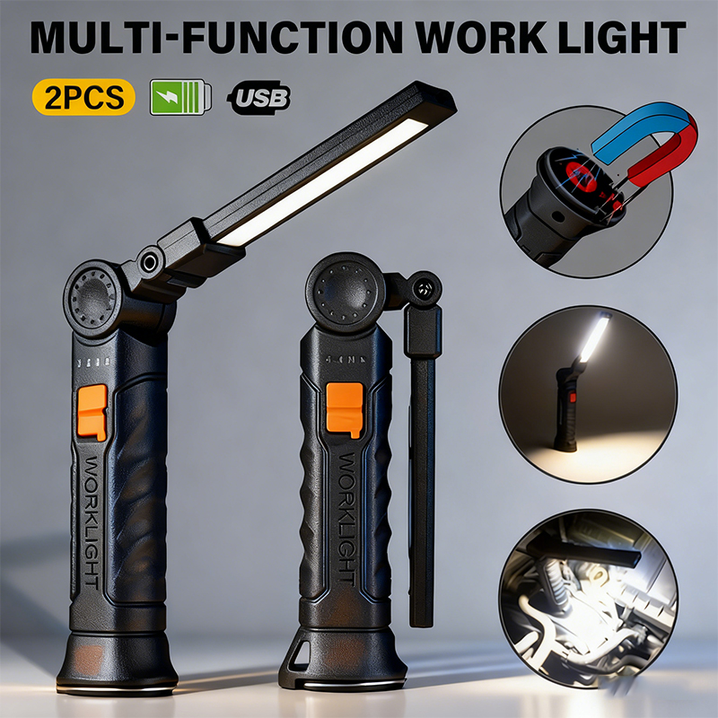 Outdoor Camping Accessories - Portable COB LED Flashlight USB Rechargeable