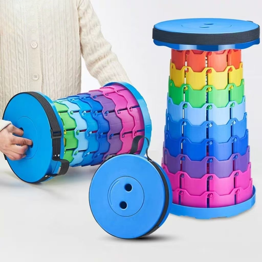 Outdoor Camping Accessories - Rainbow Telescopic Camping Stool Portable Thickened