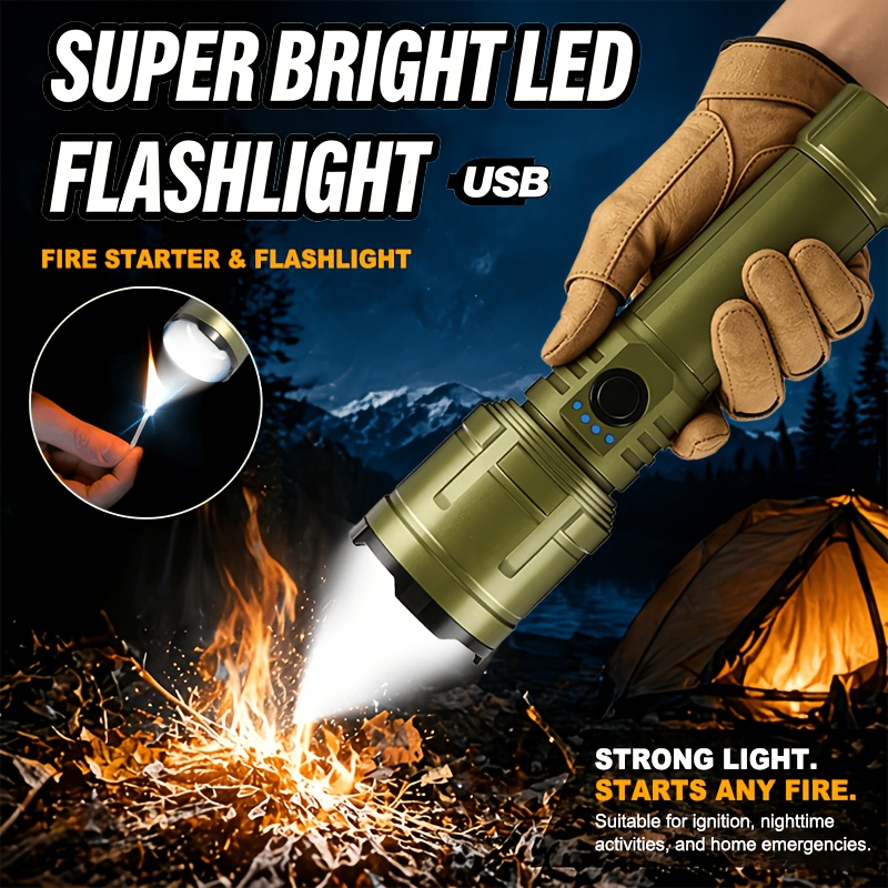Outdoor Camping Accessories - Flashlight Lighter & Power Bank Combo,Rechargeable,Zoomable