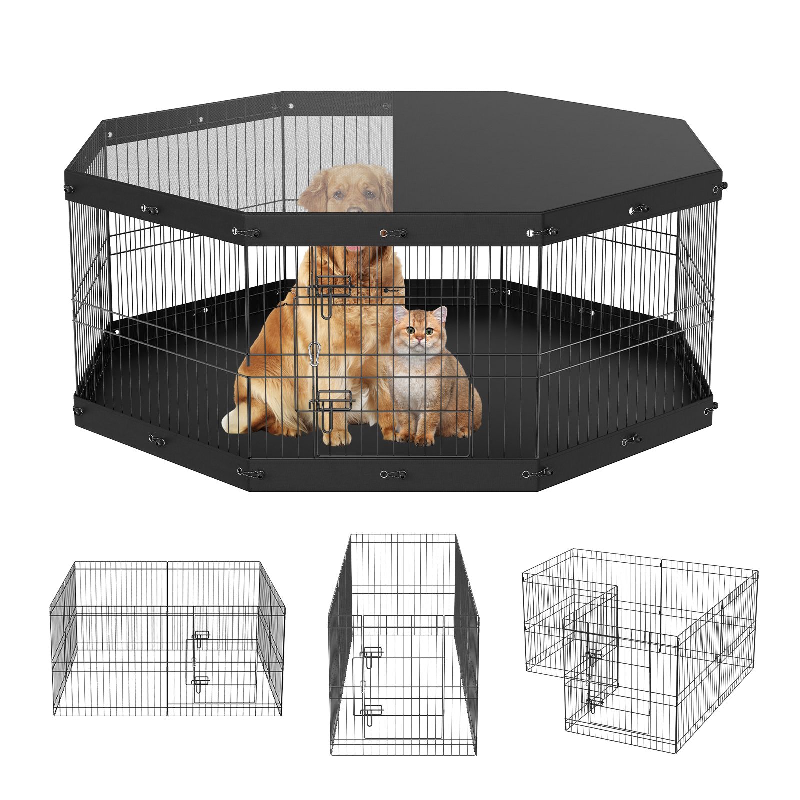Outdoor Camping Dog Kennel - Dog Playpen, 8 Panels Foldable Metal