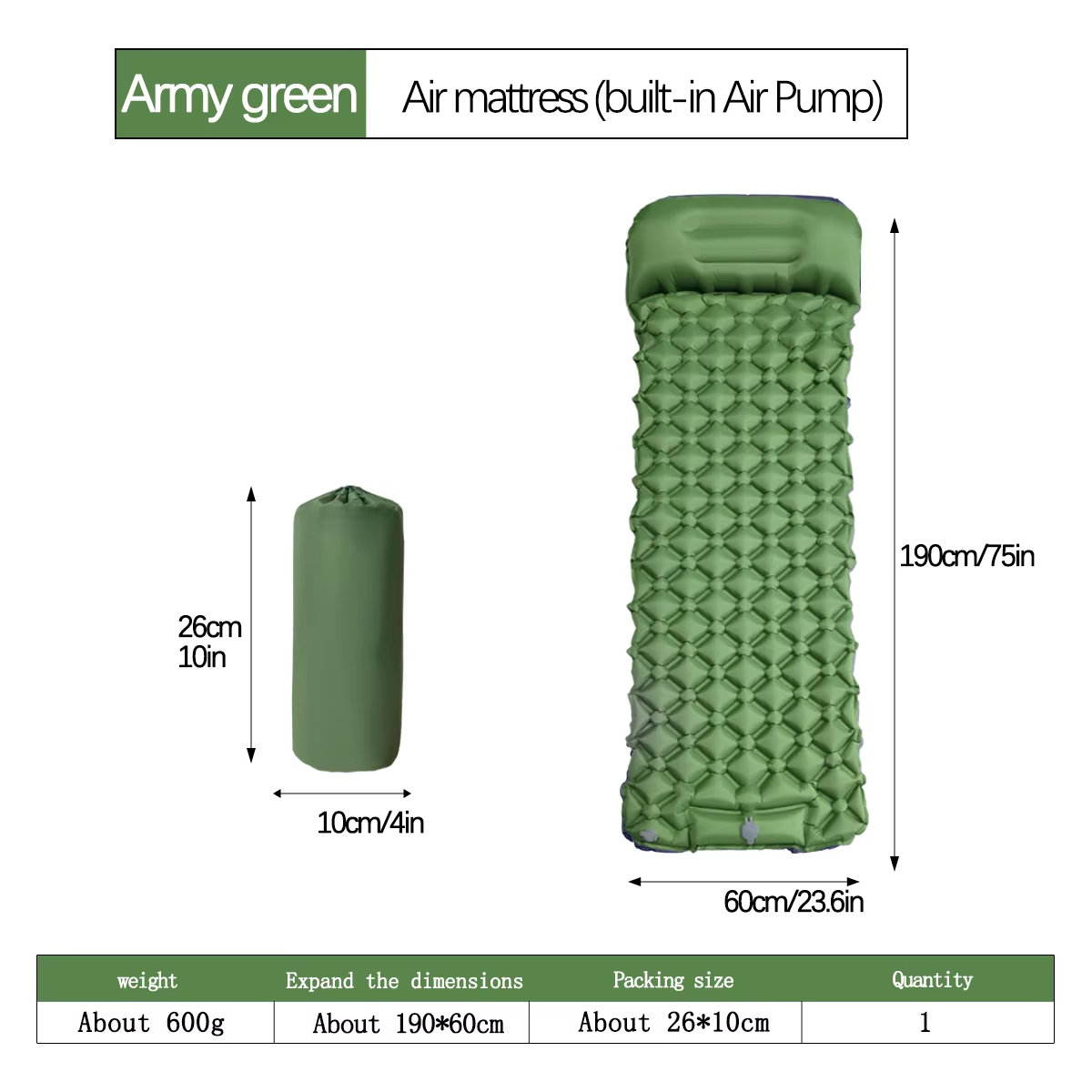 190*60cm Outdoor Camping Infla - Outdoor Camping ulasan dan harga