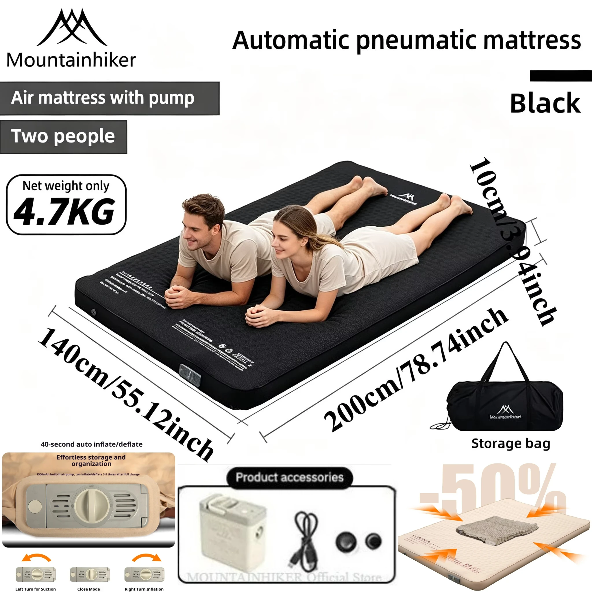MOUNTAINHIKER Inflatable Mattr - Outdoor Inflatable Camping Tent With Air Pump ulasan dan harga