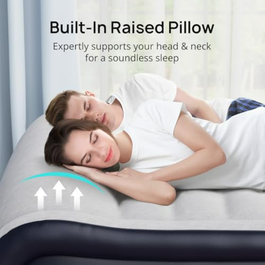 Queen Air Mattress with Built- - Outdoor Inflatable Camping Tent With Air Pump ulasan dan harga