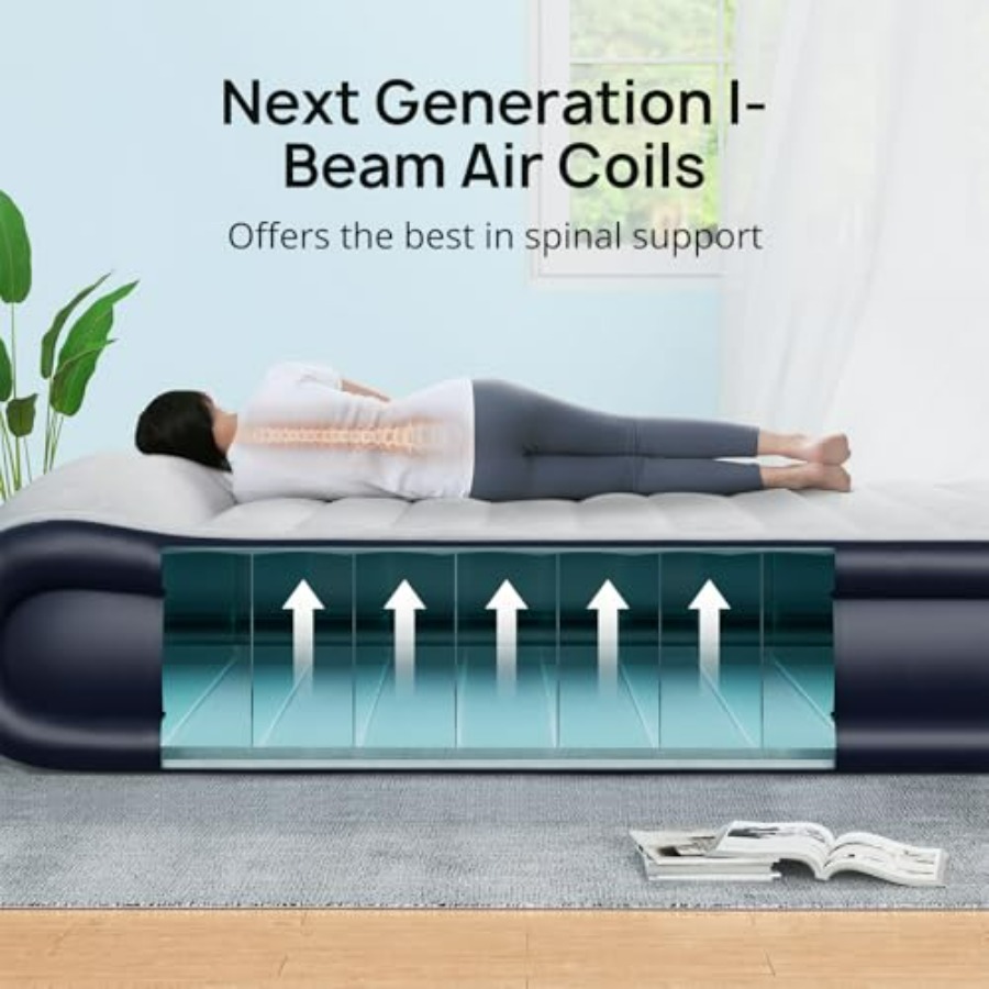 Queen Air Mattress with Built- - Outdoor Inflatable Camping Tent With Air Pump ulasan dan harga