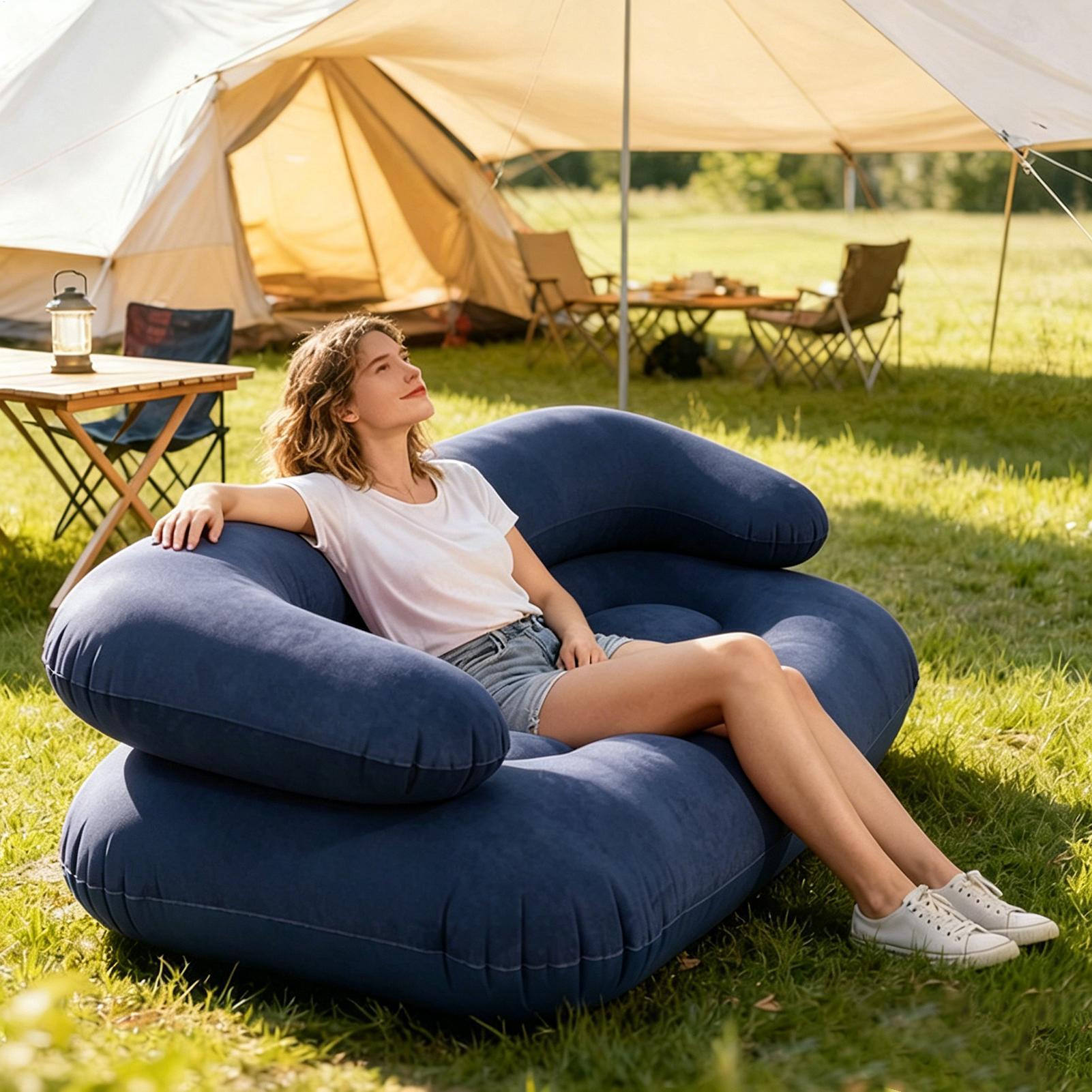 Double Inflatable Air Sofa Two - Outdoor Camping Couch ulasan dan harga
