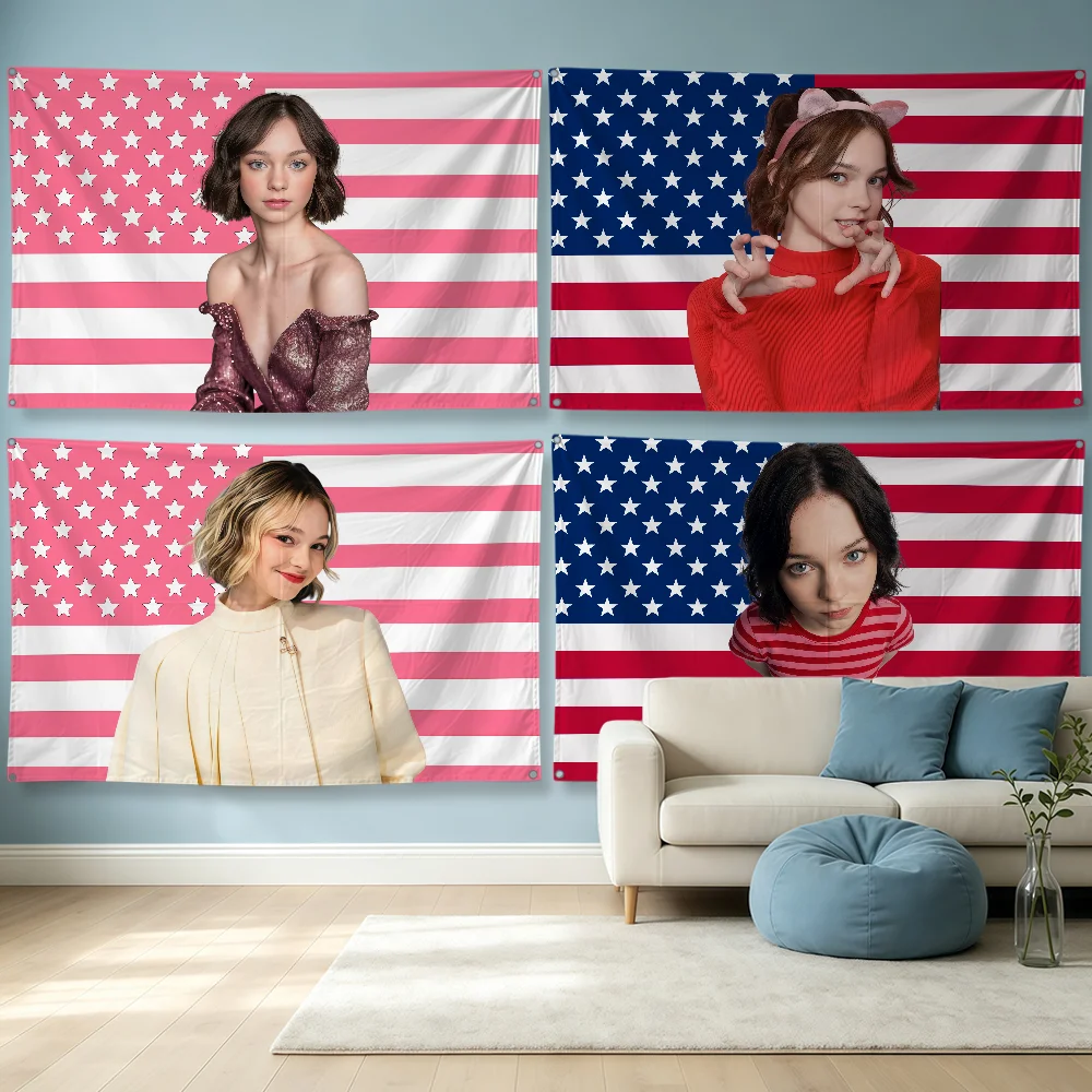 Actor E-Emma Myers Flag Polyes - Outdoor Camping Wallpaper ulasan dan harga
