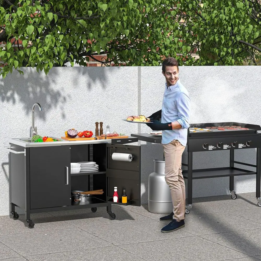 Outdoor Kitchen Island with St - Outdoor Camping Sink ulasan dan harga