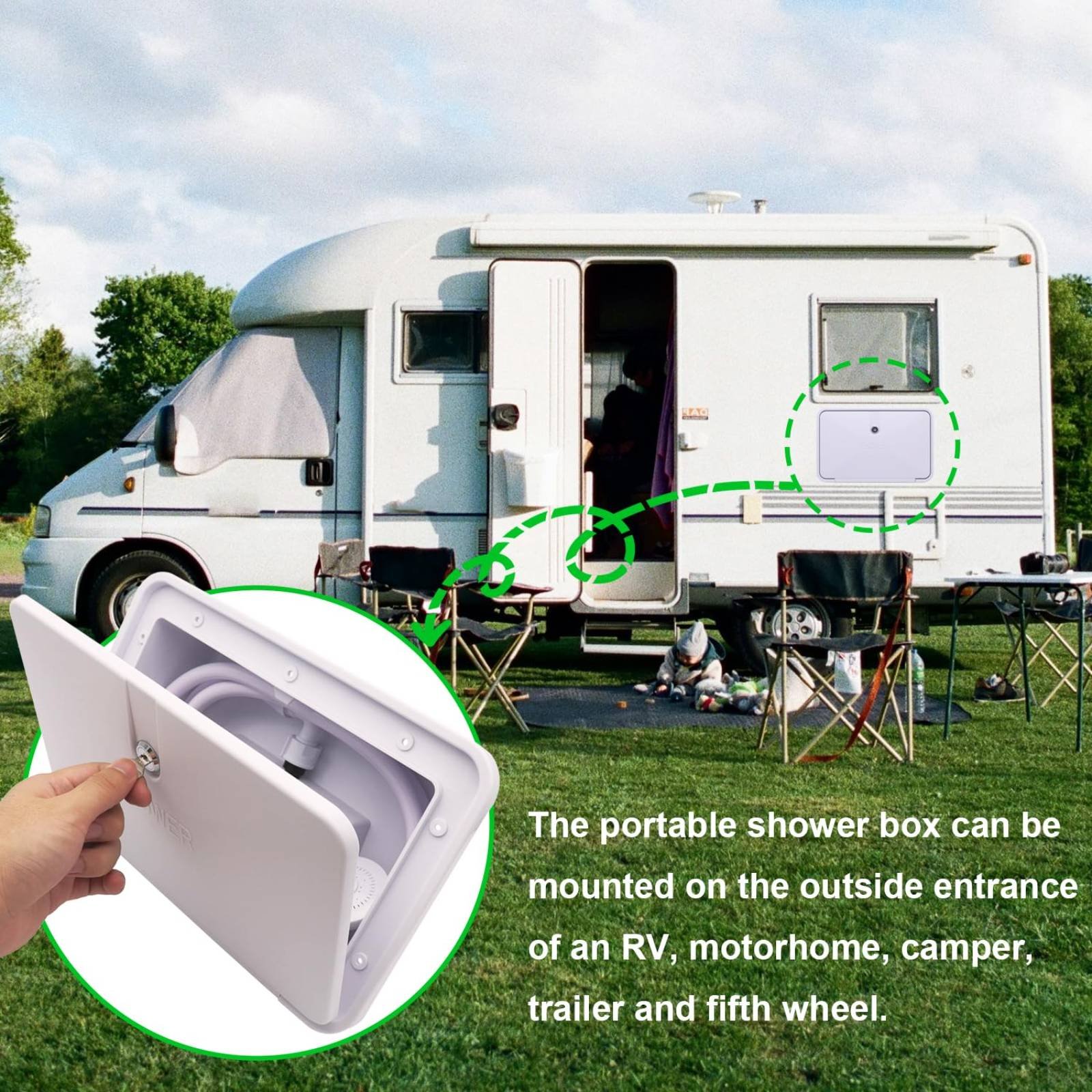 RV Exterior Shower Box Compact - Outdoor Camping Shower ulasan dan harga
