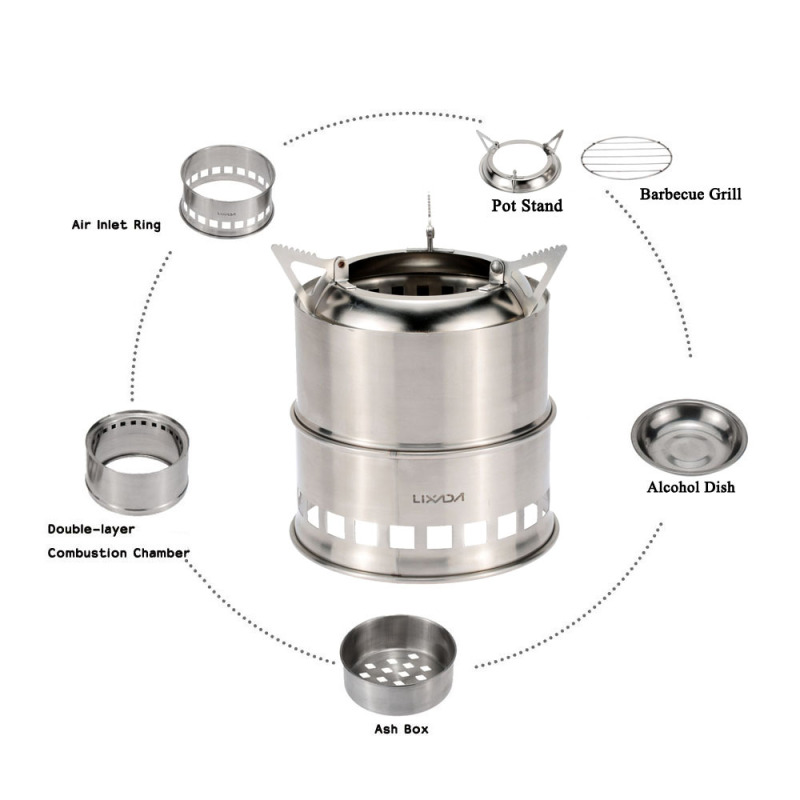 Lixada Stainless Steel Wood St - Outdoor Camping Sink ulasan dan harga
