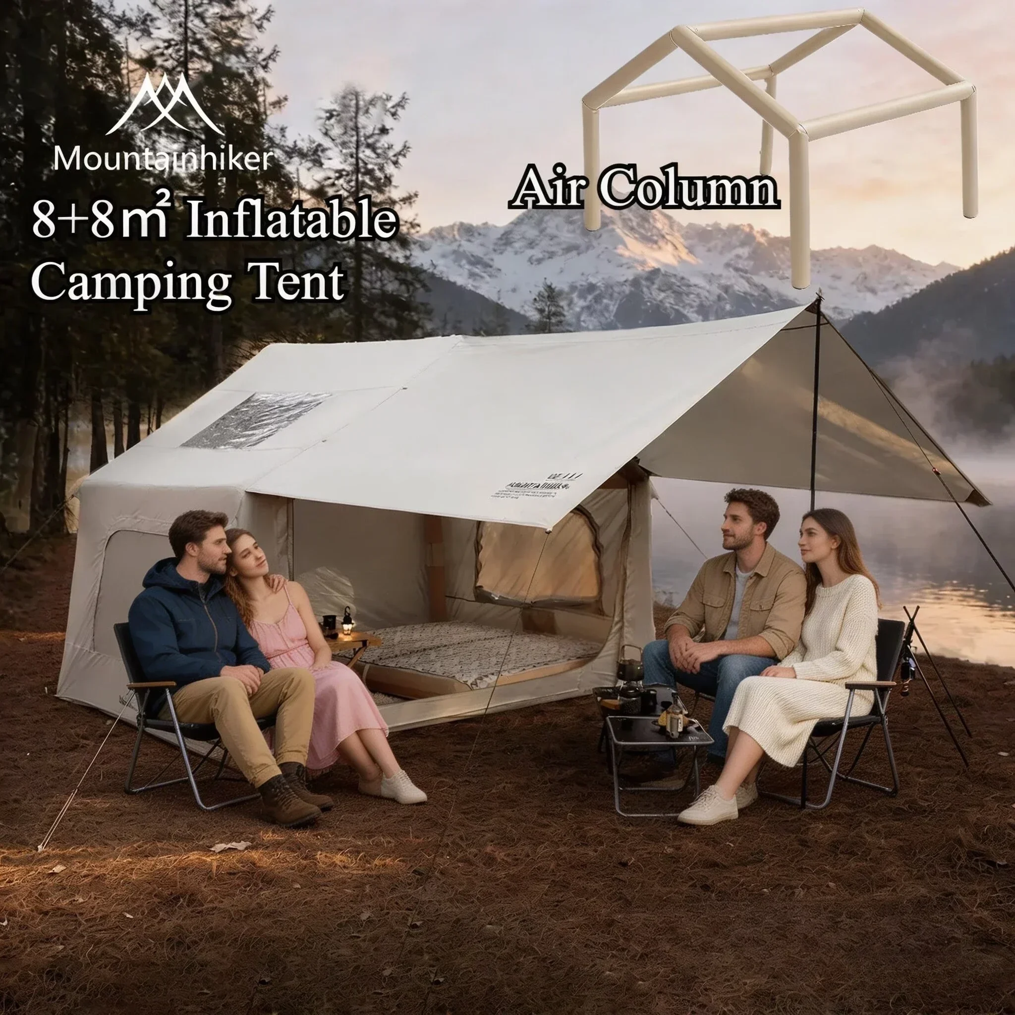 8+8㎡ MOUNTAINHIKER Inflatable  - Outdoor Inflatable Camping Tent With Air Pump ulasan dan harga