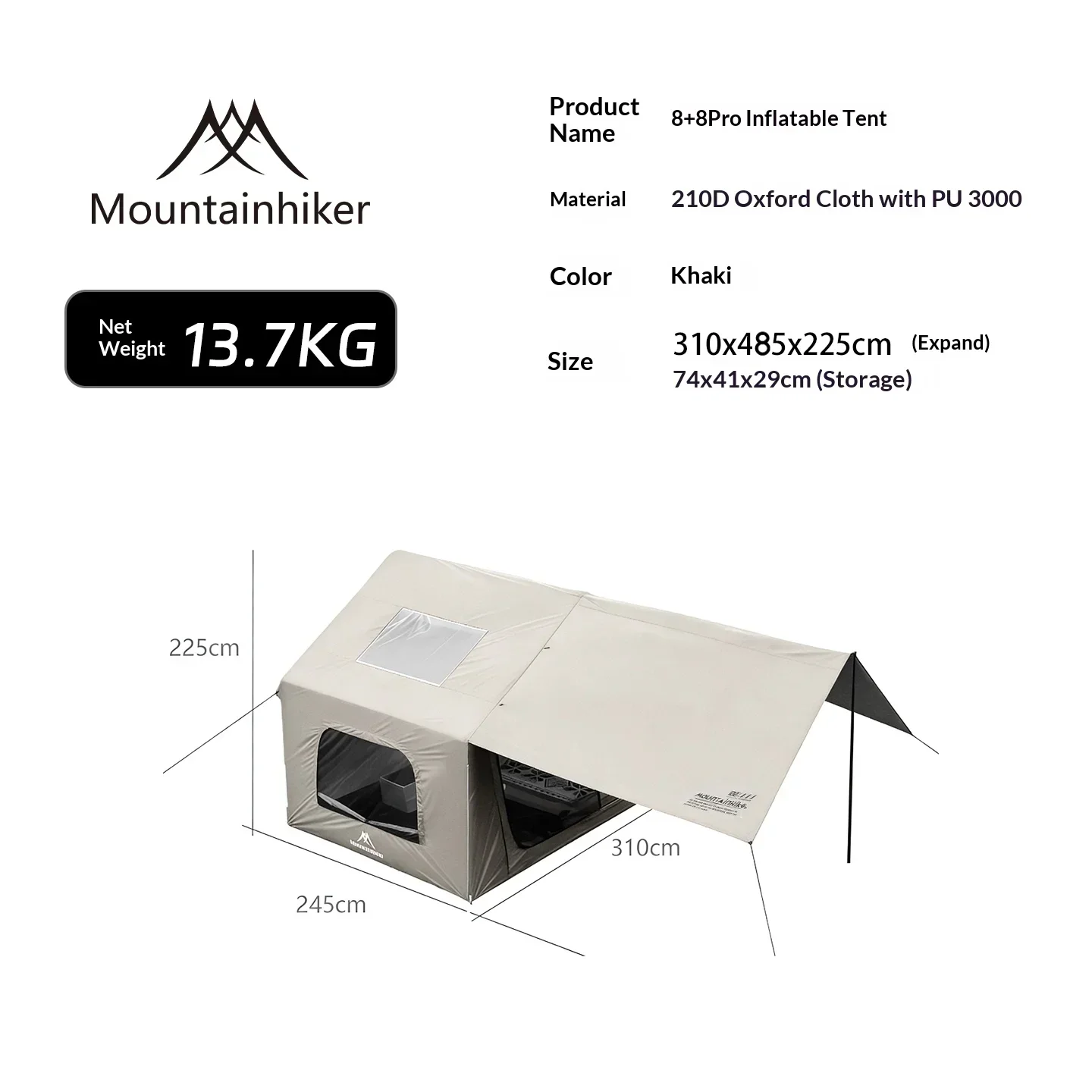 8+8㎡ MOUNTAINHIKER Inflatable  - Outdoor Inflatable Camping Tent With Air Pump ulasan dan harga