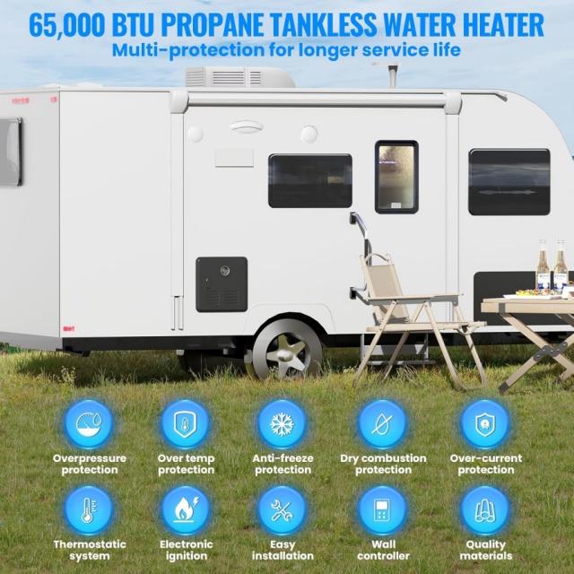 Portable RV Instant Gas Water  - Outdoor Camping Shower ulasan dan harga