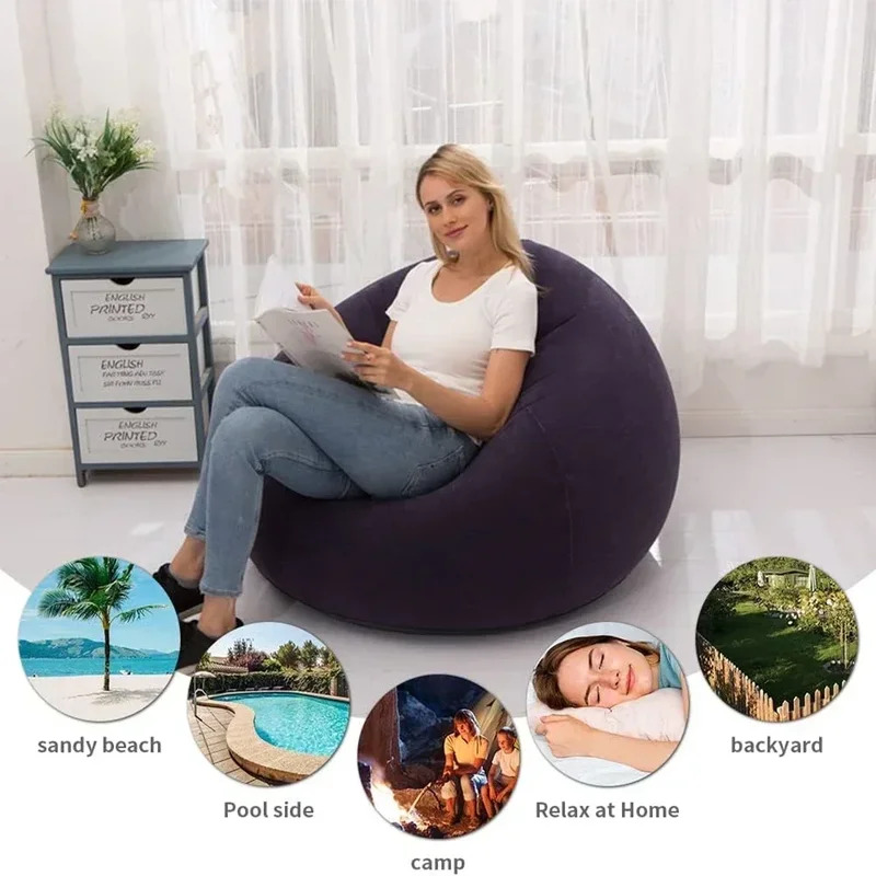 Large Lazy Inflatable Sofa Cha - Outdoor Camping Couch ulasan dan harga