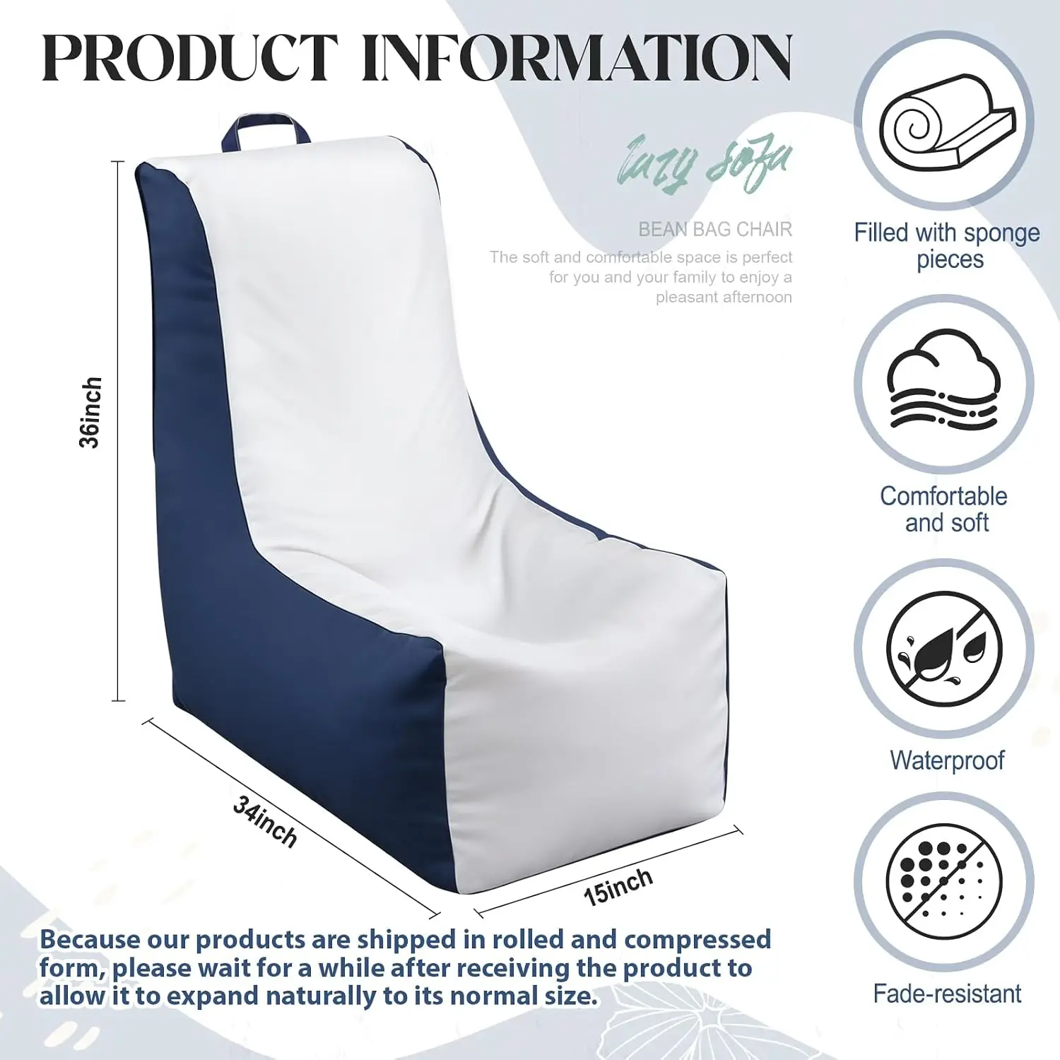 1 Pcs Boat Bean Bag Chair Loun - Outdoor Camping Couch ulasan dan harga